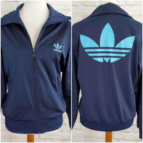 adidas trefoil jacket blue